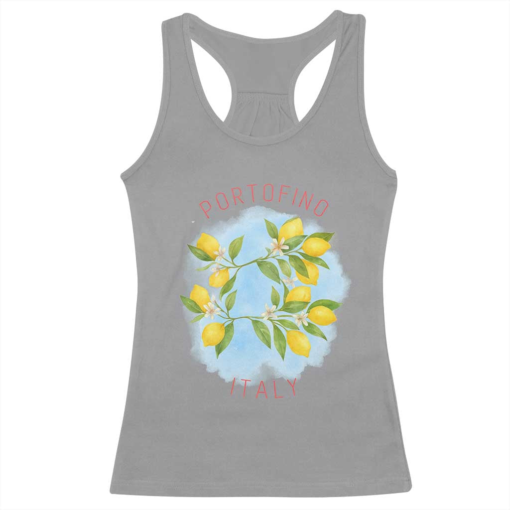 Portofino Italy Lemons Racerback Tank Top Vintage Coastal Europe Travel Summer Vibe Aesthetic - Wonder Print Shop