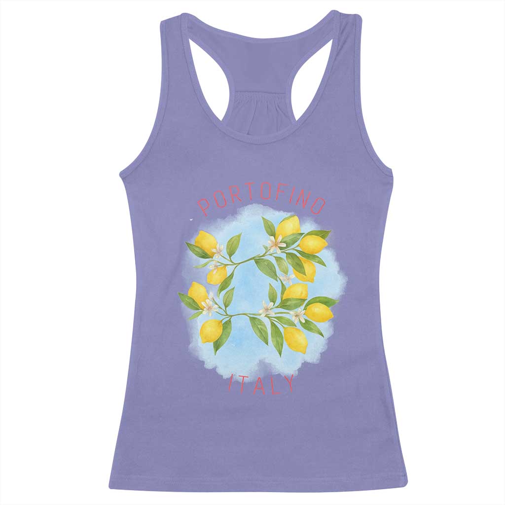 Portofino Italy Lemons Racerback Tank Top Vintage Coastal Europe Travel Summer Vibe Aesthetic - Wonder Print Shop