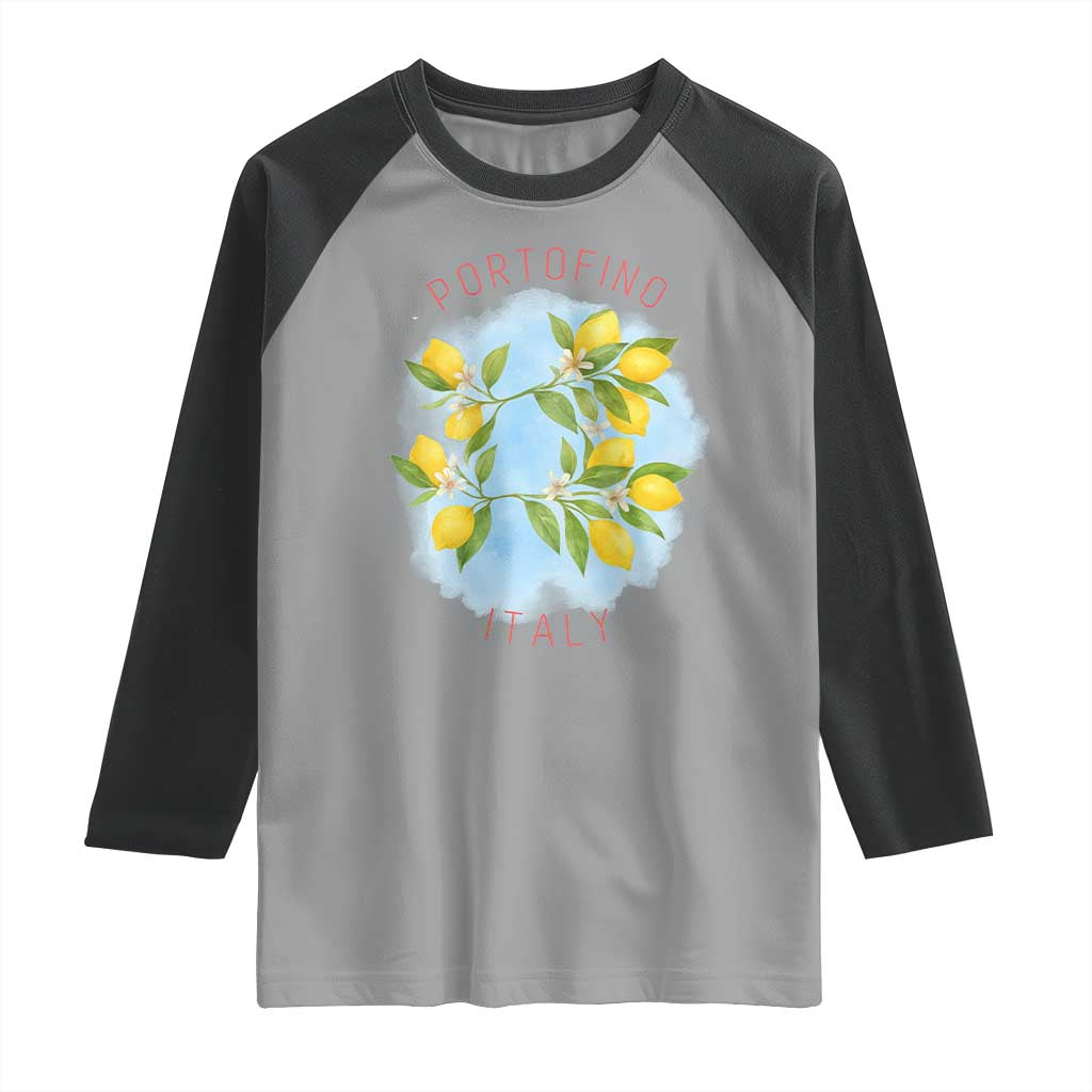 Portofino Italy Lemons Raglan Shirt Vintage Coastal Europe Travel Summer Vibe Aesthetic - Wonder Print Shop