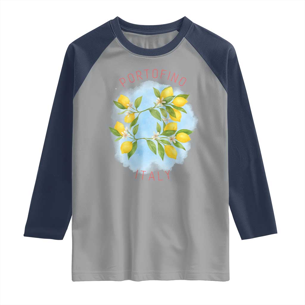Portofino Italy Lemons Raglan Shirt Vintage Coastal Europe Travel Summer Vibe Aesthetic - Wonder Print Shop