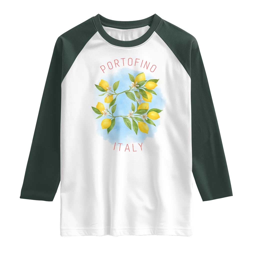 Portofino Italy Lemons Raglan Shirt Vintage Coastal Europe Travel Summer Vibe Aesthetic - Wonder Print Shop