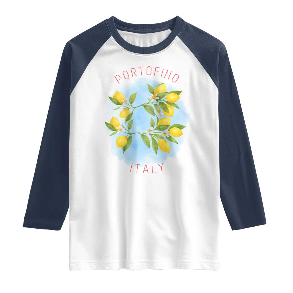 Portofino Italy Lemons Raglan Shirt Vintage Coastal Europe Travel Summer Vibe Aesthetic - Wonder Print Shop