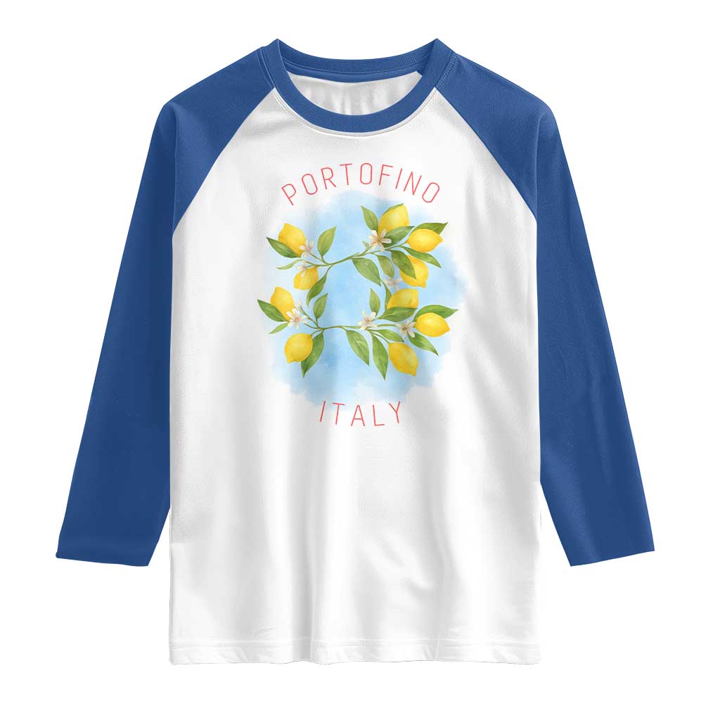 Portofino Italy Lemons Raglan Shirt Vintage Coastal Europe Travel Summer Vibe Aesthetic - Wonder Print Shop