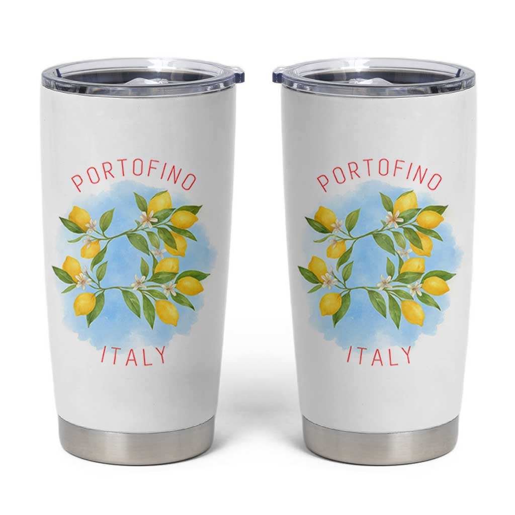 Portofino Italy Lemons Tumbler Cup Vintage Coastal Europe Travel Summer Vibe Aesthetic - Wonder Print Shop