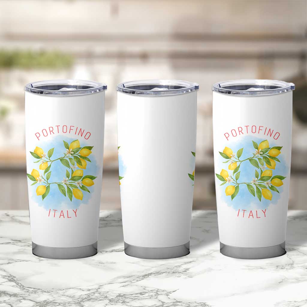 Portofino Italy Lemons Tumbler Cup Vintage Coastal Europe Travel Summer Vibe Aesthetic - Wonder Print Shop