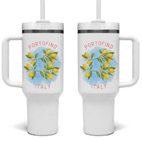 Portofino Italy Lemons Tumbler With Handle Vintage Coastal Europe Travel Summer Vibe Aesthetic - Wonder Print Shop