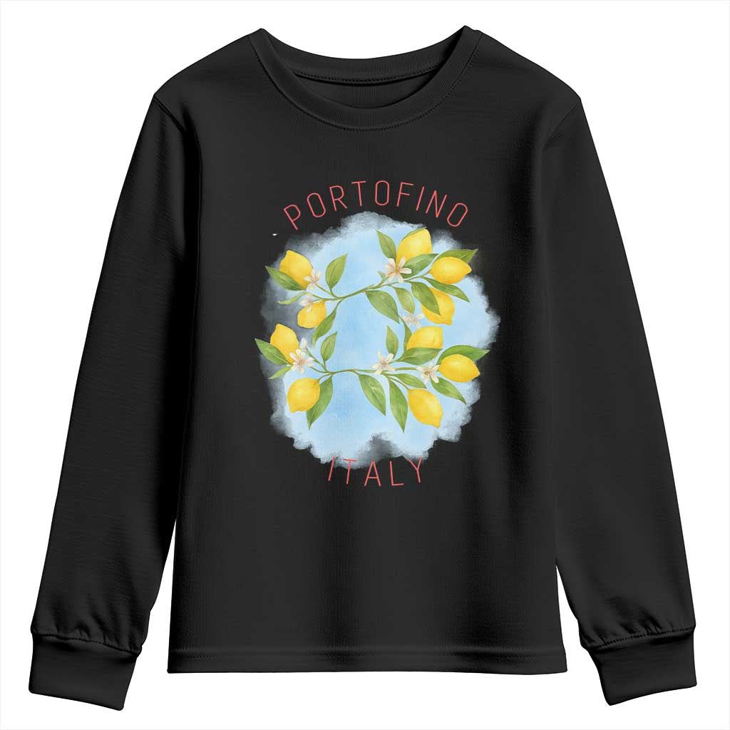 Portofino Italy Lemons Youth Sweatshirt Vintage Coastal Europe Travel Summer Vibe Aesthetic - Wonder Print Shop