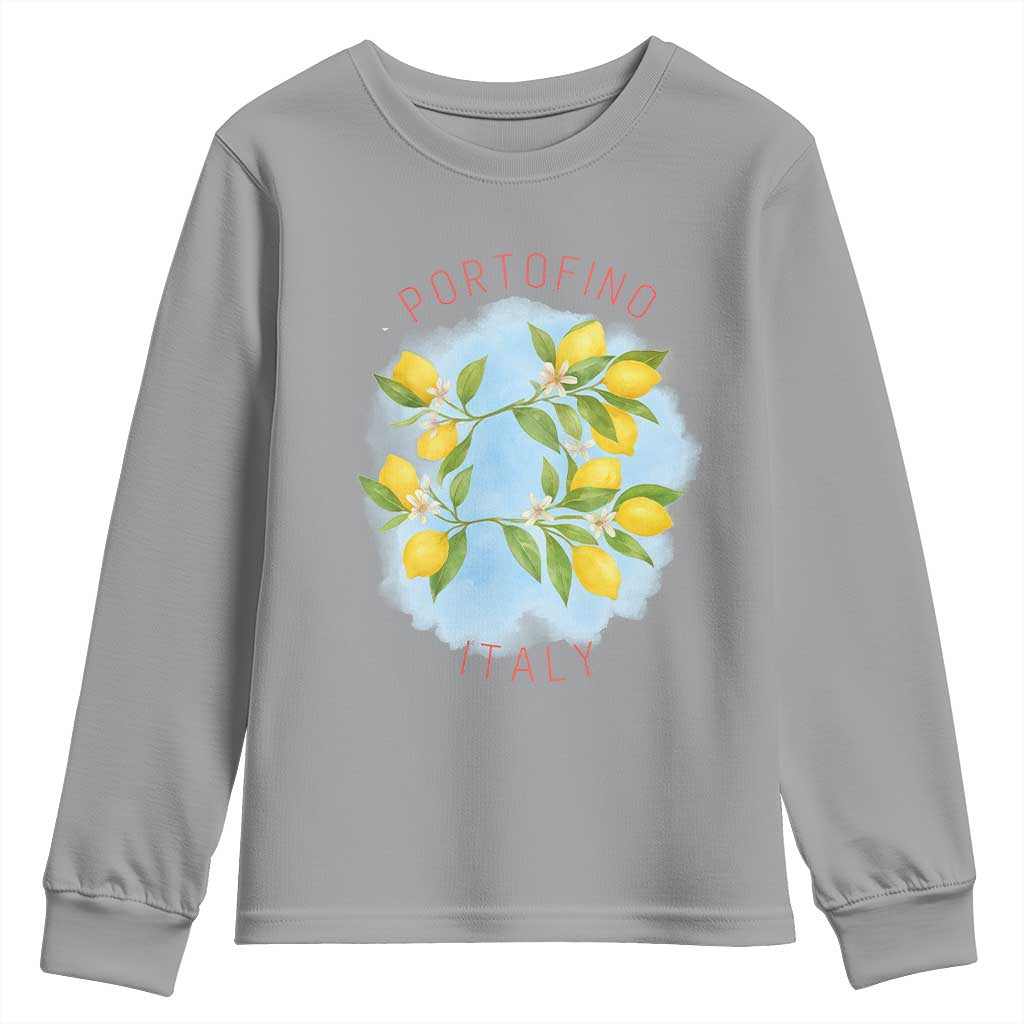 Portofino Italy Lemons Youth Sweatshirt Vintage Coastal Europe Travel Summer Vibe Aesthetic - Wonder Print Shop