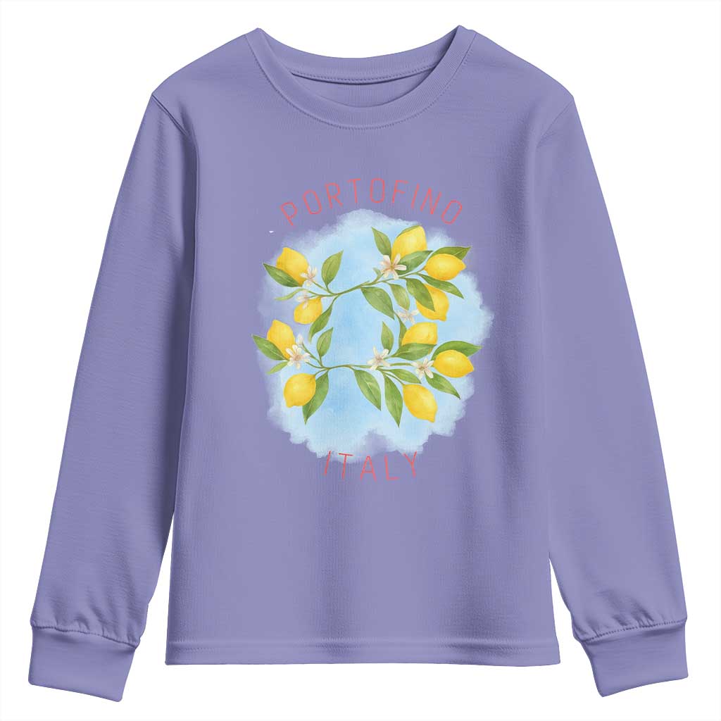 Portofino Italy Lemons Youth Sweatshirt Vintage Coastal Europe Travel Summer Vibe Aesthetic - Wonder Print Shop