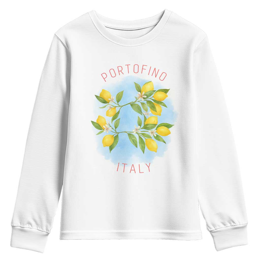 Portofino Italy Lemons Youth Sweatshirt Vintage Coastal Europe Travel Summer Vibe Aesthetic - Wonder Print Shop