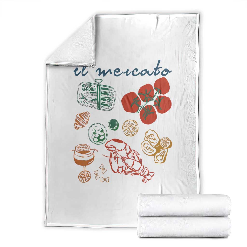 Il Mercato Italian Food Market Aesthetic Throw Blanket Summer Amalfi Coast La Dolce Vita TS02