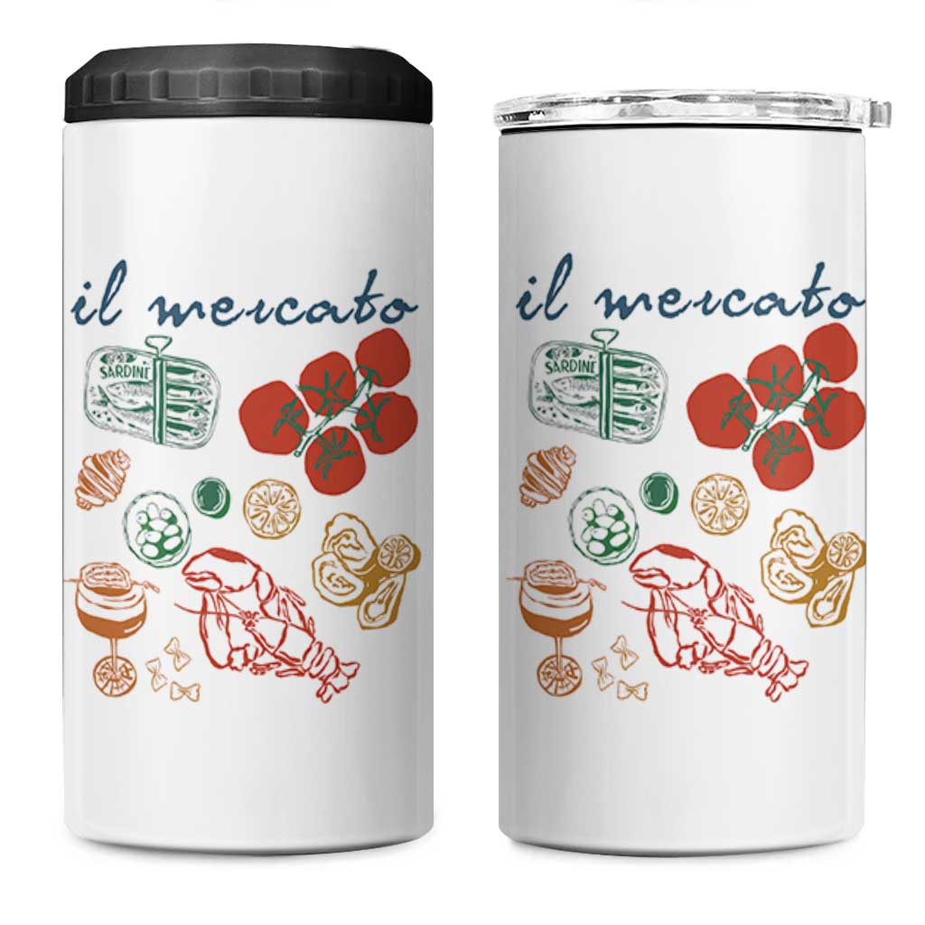 Il Mercato Italian Food Market Aesthetic 4 in 1 Can Cooler Tumbler Summer Amalfi Coast La Dolce Vita TS02