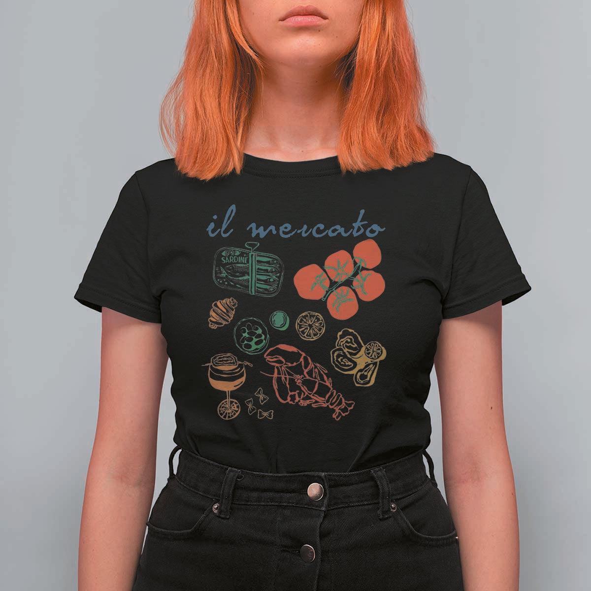 Il Mercato Italian Food Market Aesthetic T Shirt For Women Summer Amalfi Coast La Dolce Vita TS02