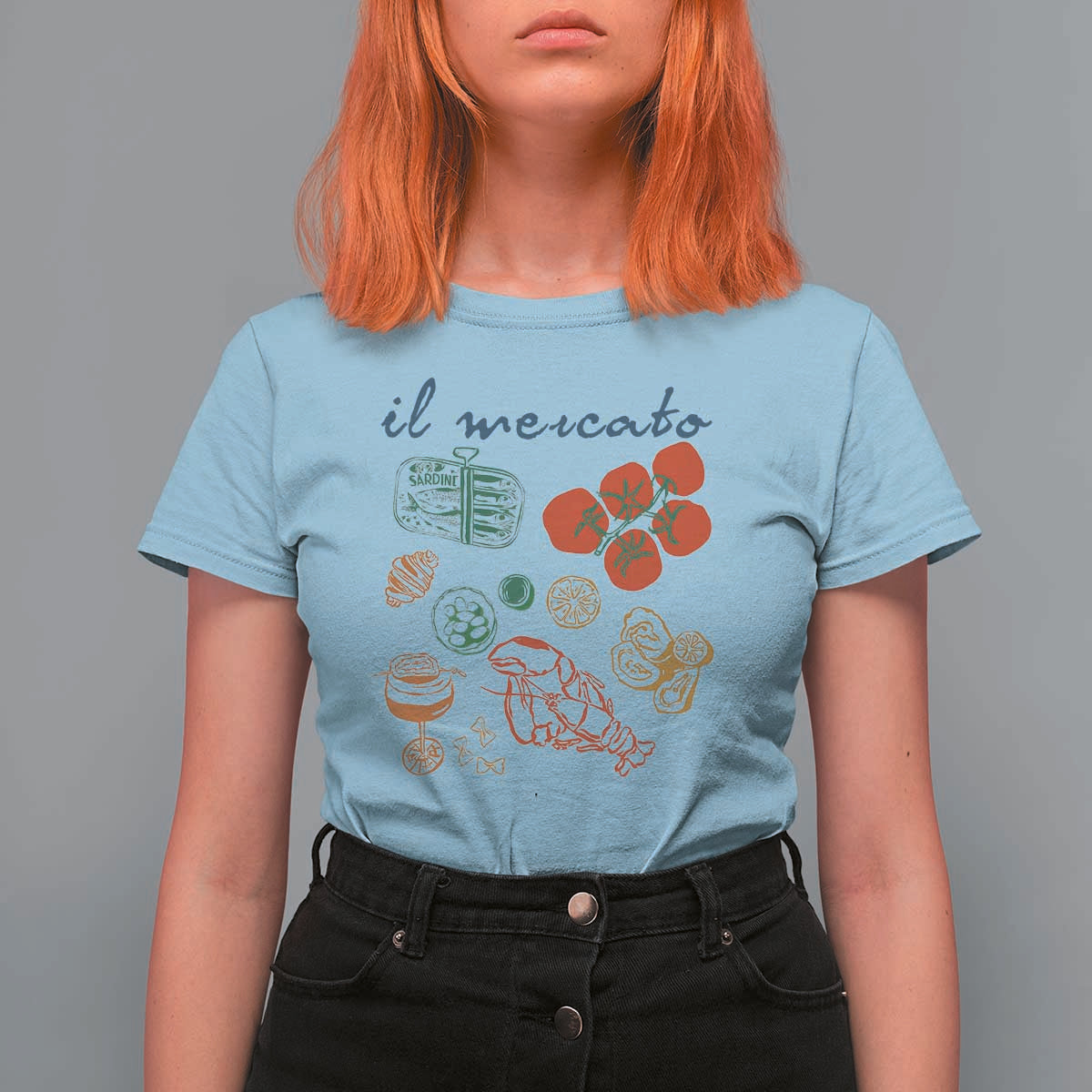 Il Mercato Italian Food Market Aesthetic T Shirt For Women Summer Amalfi Coast La Dolce Vita TS02