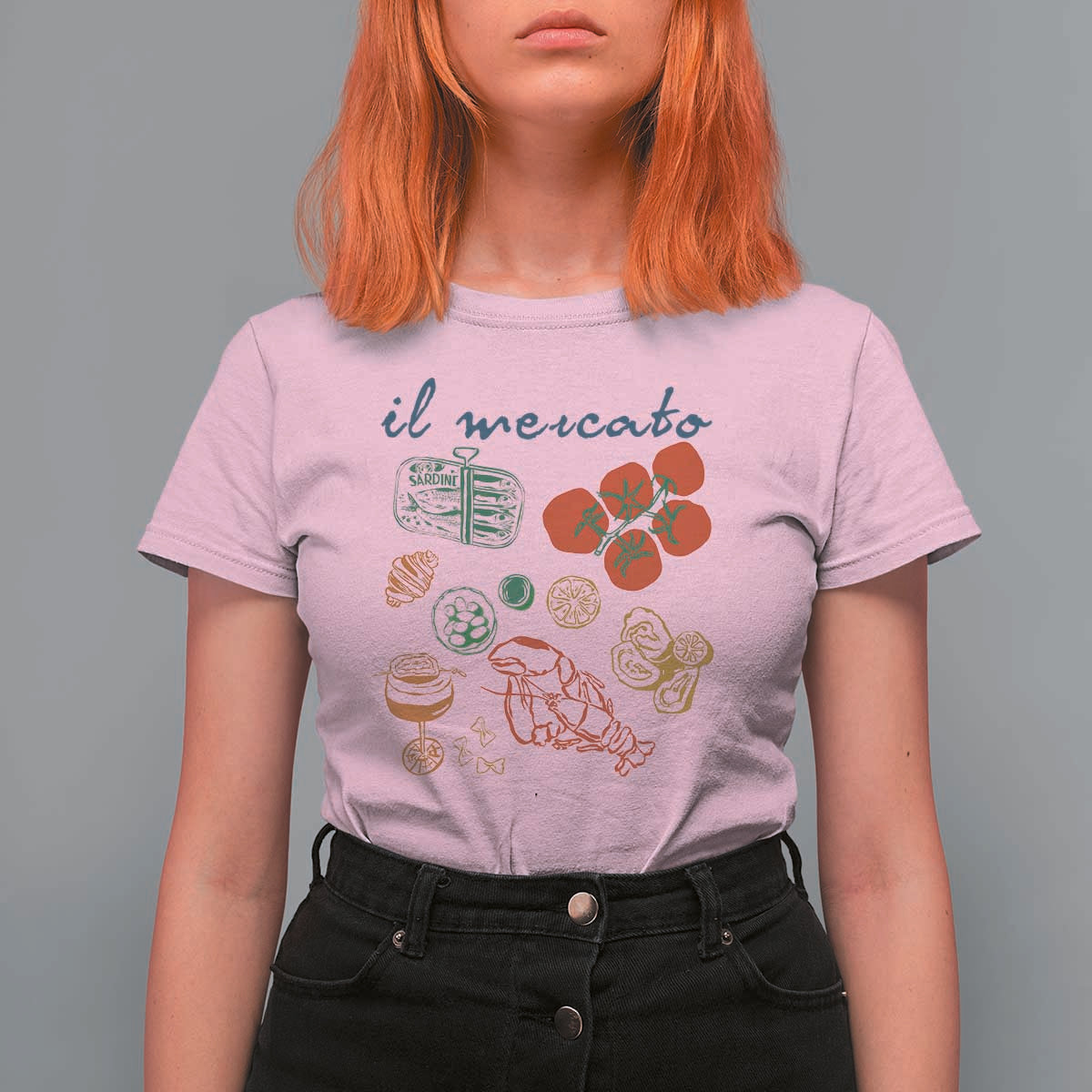 Il Mercato Italian Food Market Aesthetic T Shirt For Women Summer Amalfi Coast La Dolce Vita TS02