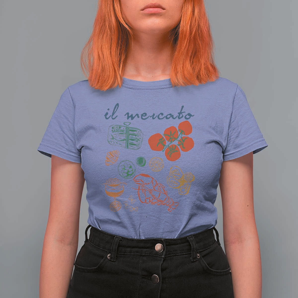 Il Mercato Italian Food Market Aesthetic T Shirt For Women Summer Amalfi Coast La Dolce Vita TS02