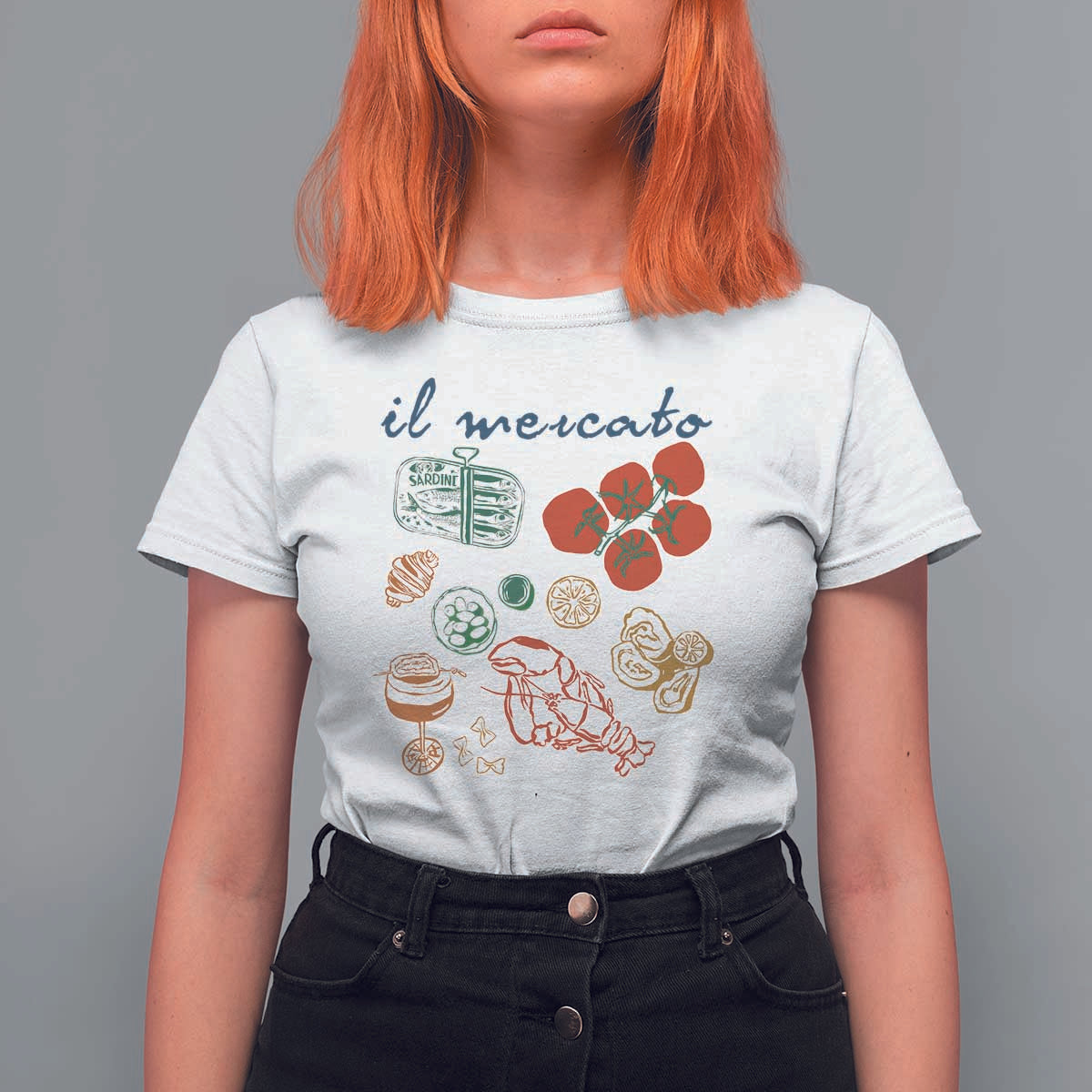 Il Mercato Italian Food Market Aesthetic T Shirt For Women Summer Amalfi Coast La Dolce Vita TS02
