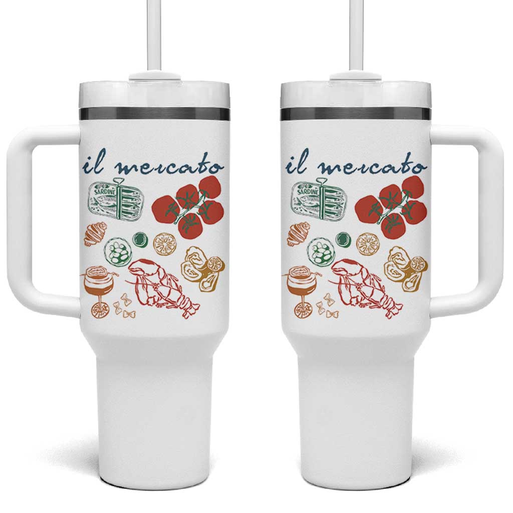 Il Mercato Italian Food Market Aesthetic Tumbler With Handle Summer Amalfi Coast La Dolce Vita TS02