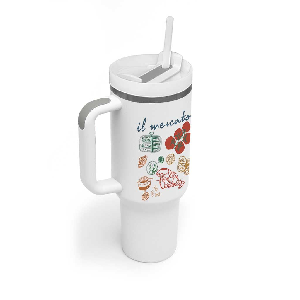 Il Mercato Italian Food Market Aesthetic Tumbler With Handle Summer Amalfi Coast La Dolce Vita TS02