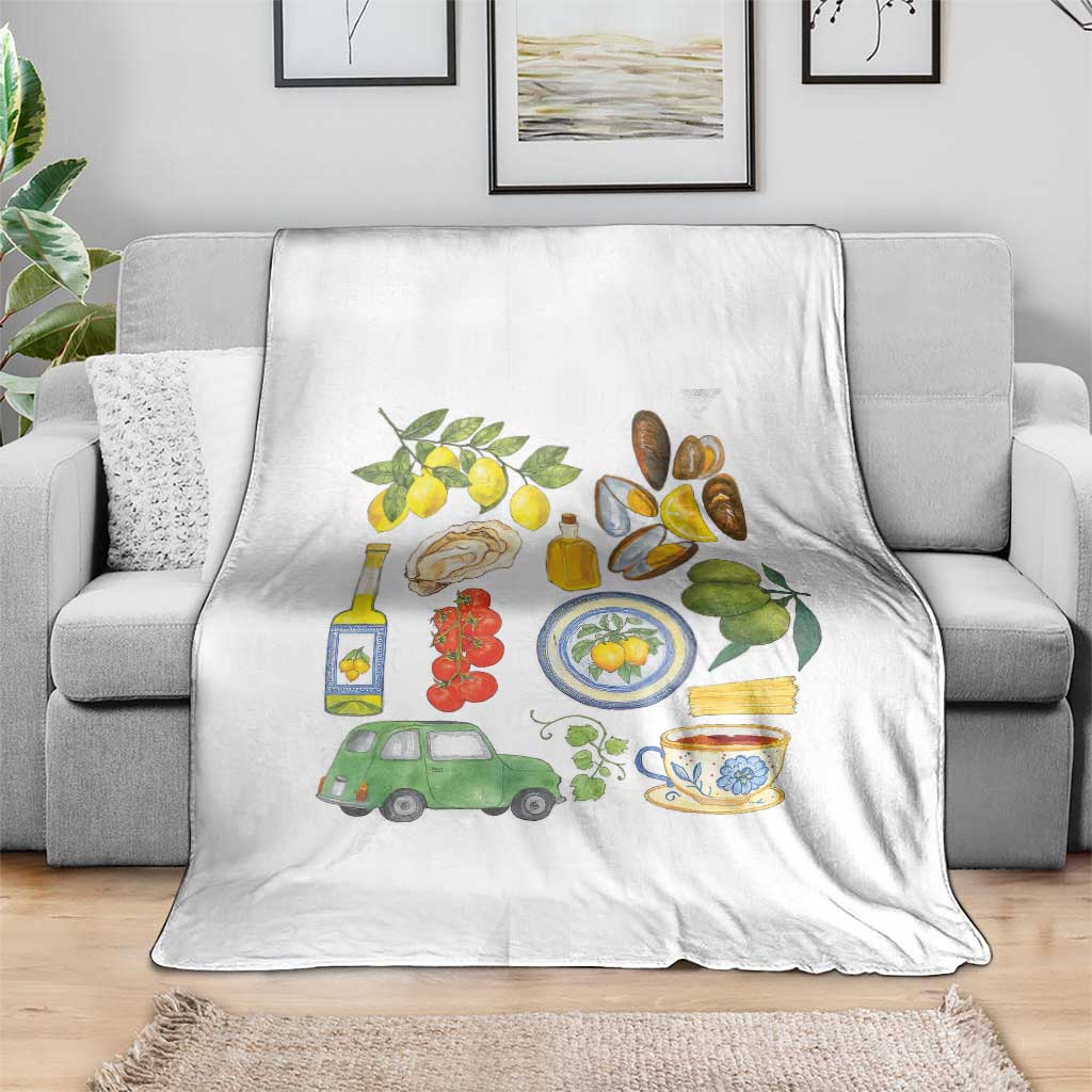 Italian Summer Scrapbook Throw Blanket Limoncello Seafood Coastal Italy La Dolce Vita TS02