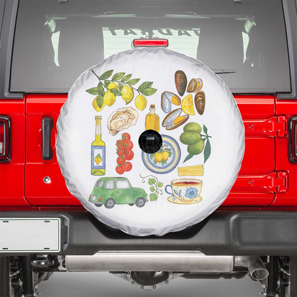 Italian Summer Scrapbook Spare Tire Cover Limoncello Seafood Coastal Italy La Dolce Vita TS02