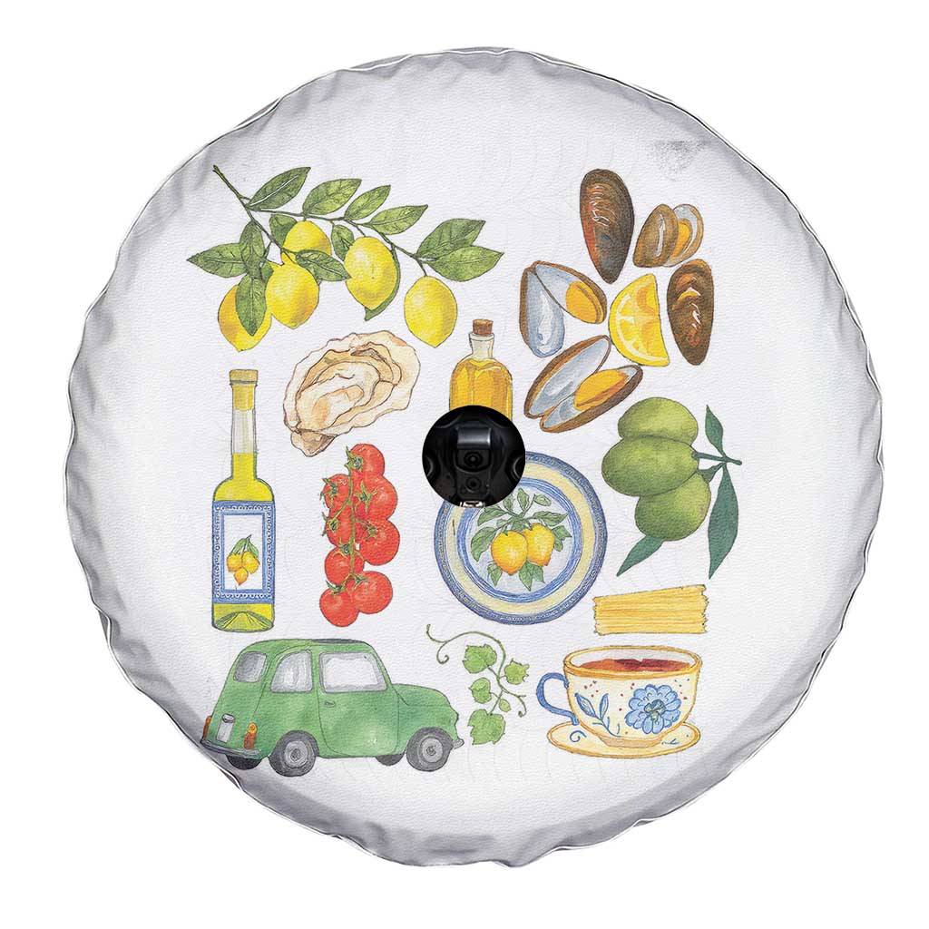 Italian Summer Scrapbook Spare Tire Cover Limoncello Seafood Coastal Italy La Dolce Vita TS02