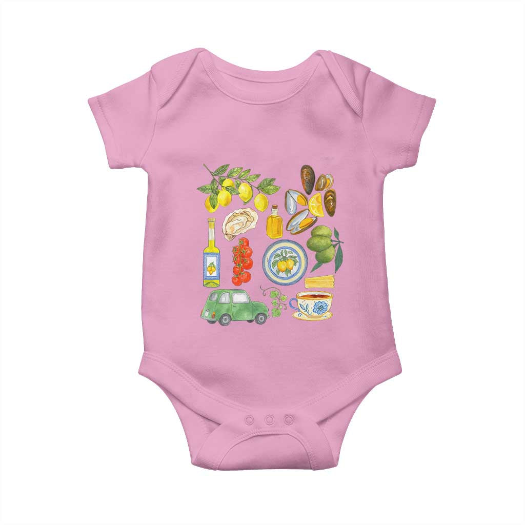 Italian Summer Scrapbook Baby Onesie Limoncello Seafood Coastal Italy La Dolce Vita TS02