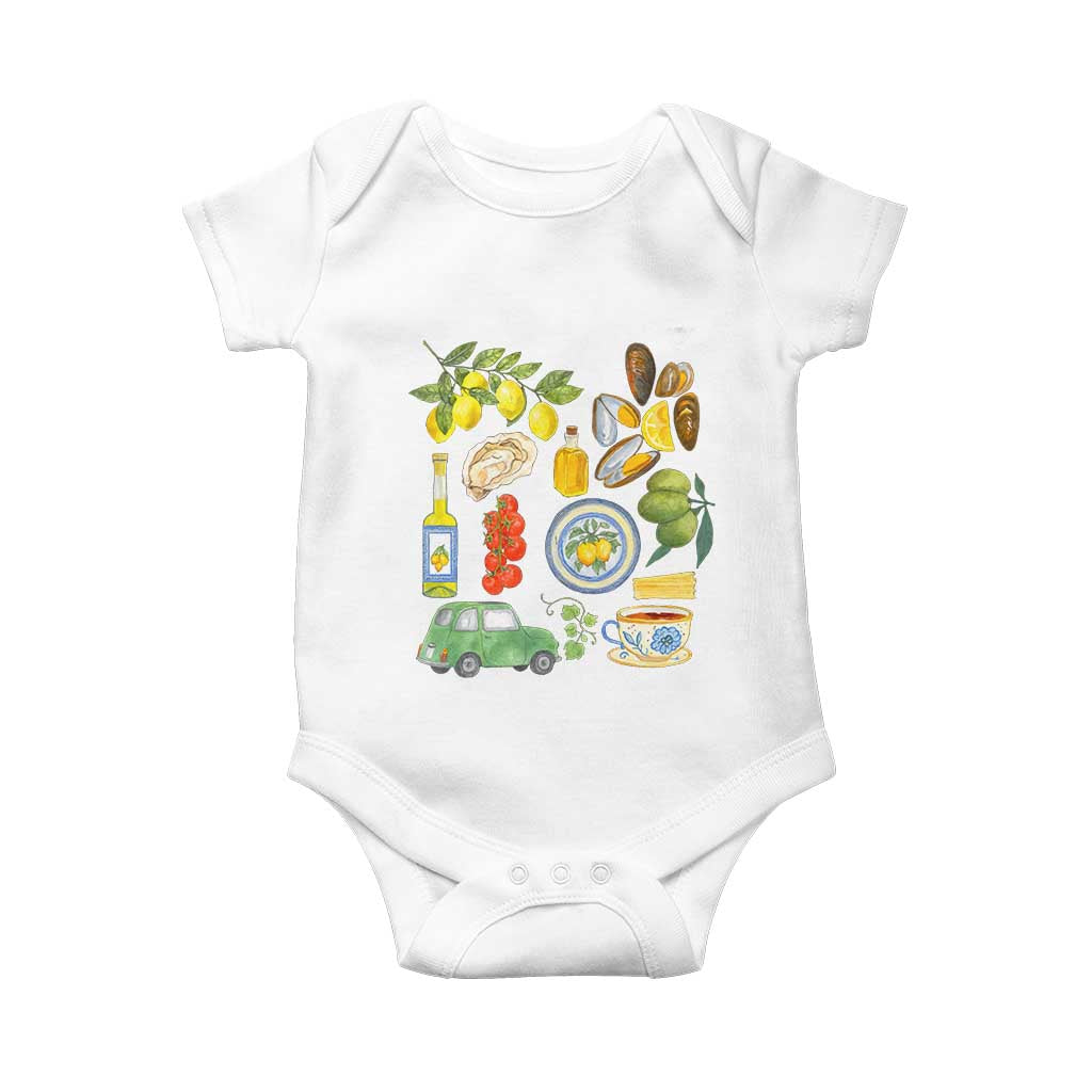 Italian Summer Scrapbook Baby Onesie Limoncello Seafood Coastal Italy La Dolce Vita TS02