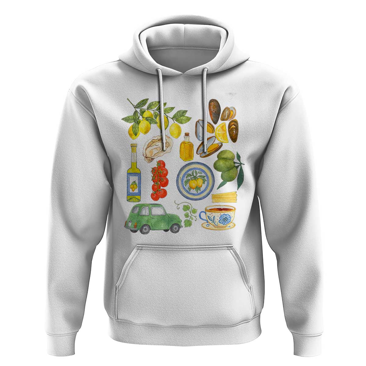 Italian Summer Scrapbook Hoodie Limoncello Seafood Coastal Italy La Dolce Vita TS02
