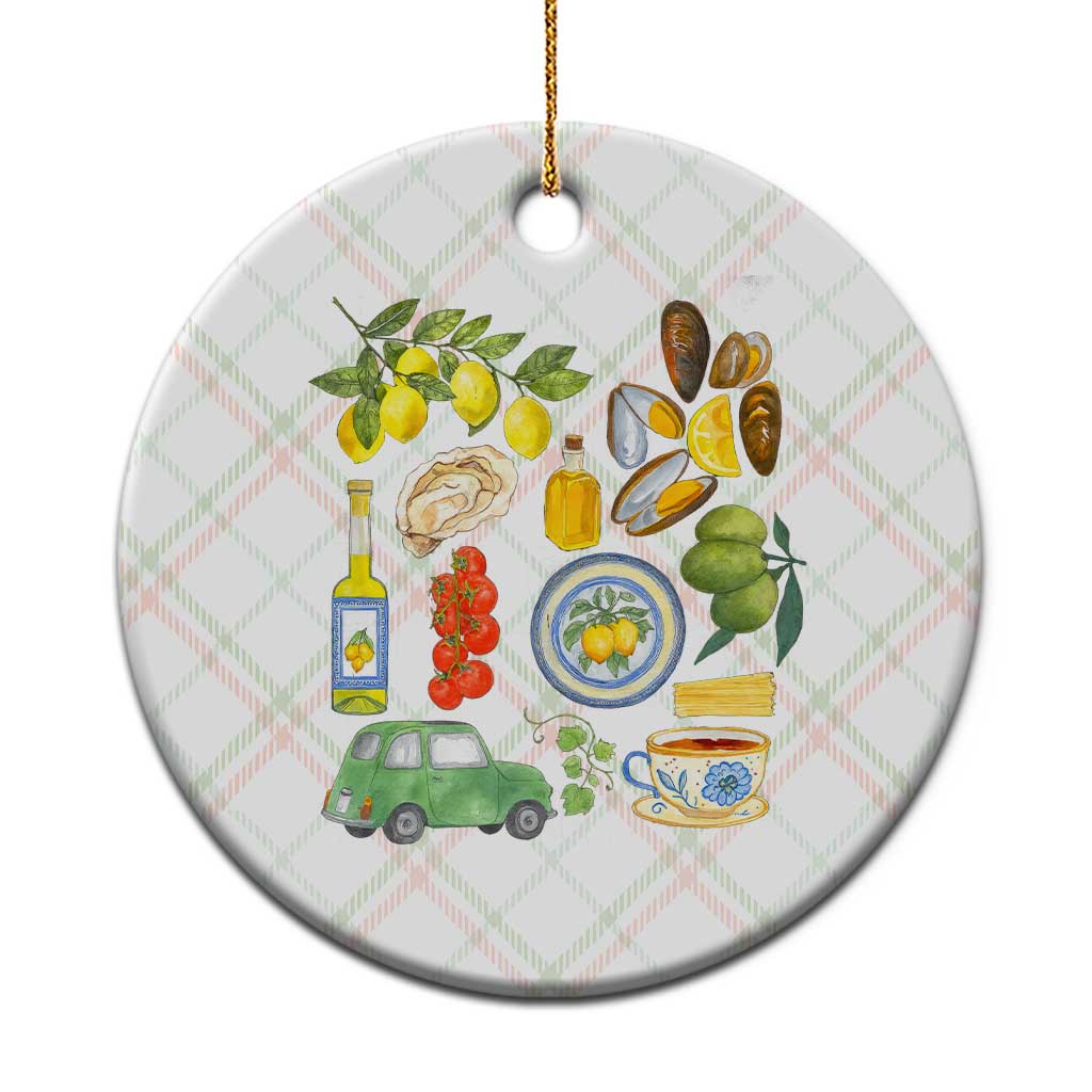 Italian Summer Scrapbook Ceramic Ornament Limoncello Seafood Coastal Italy La Dolce Vita - Wonder Print Shop