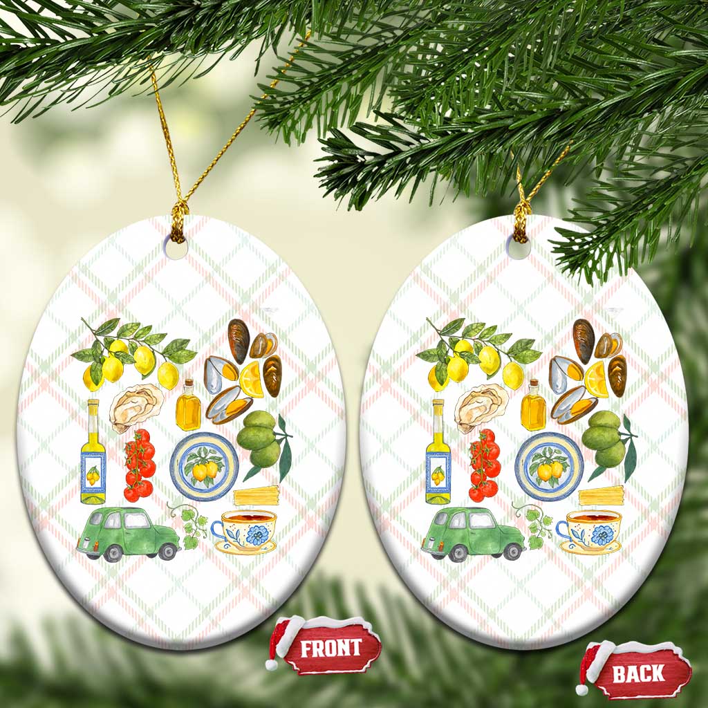 Italian Summer Scrapbook Ceramic Ornament Limoncello Seafood Coastal Italy La Dolce Vita - Wonder Print Shop