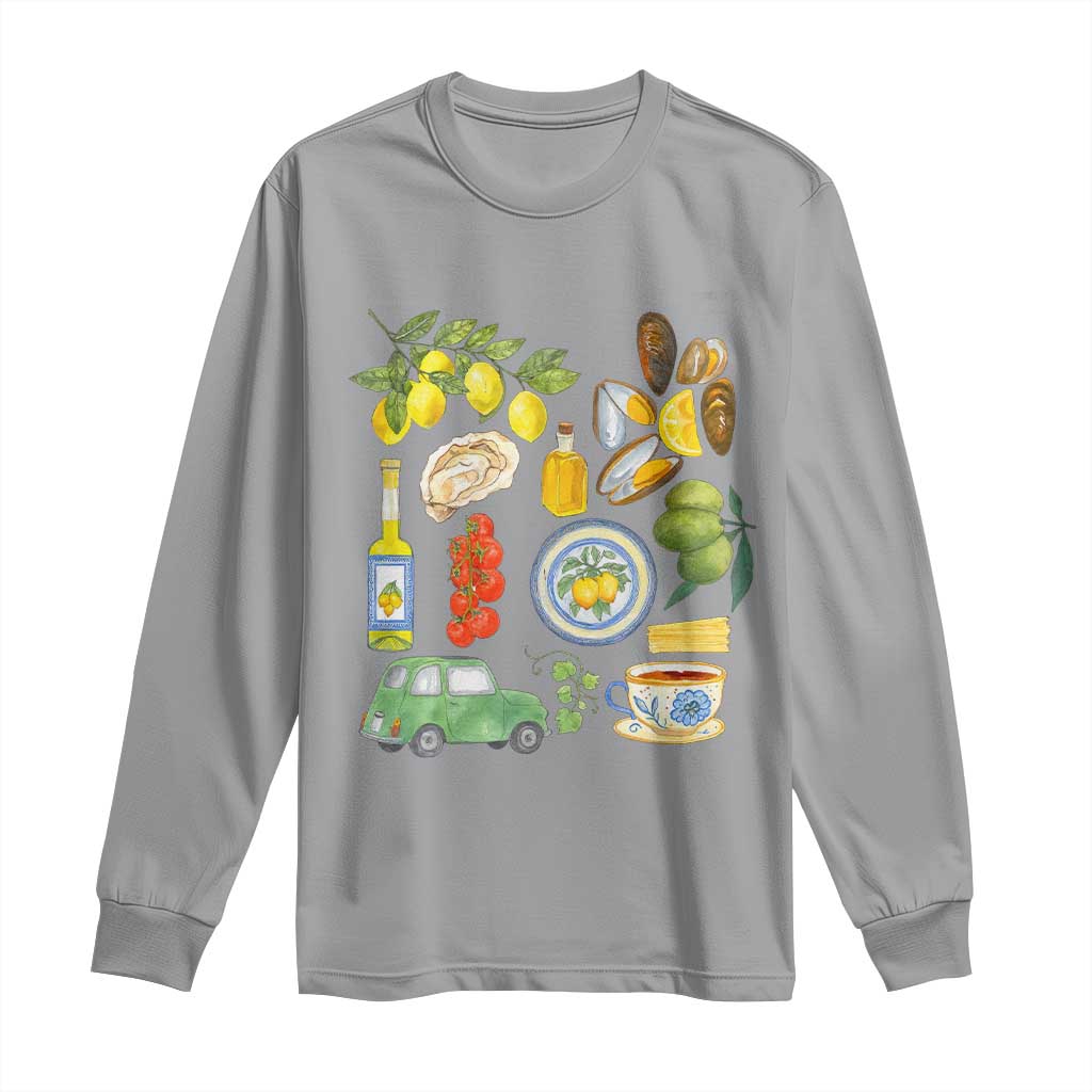 Italian Summer Scrapbook Long Sleeve Shirt Limoncello Seafood Coastal Italy La Dolce Vita TS02