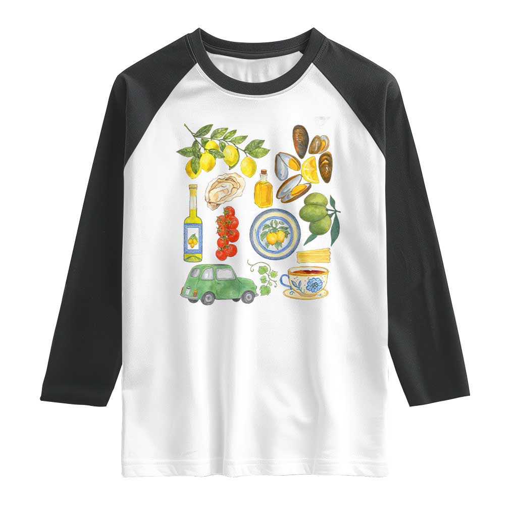 Italian Summer Scrapbook Raglan Shirt Limoncello Seafood Coastal Italy La Dolce Vita TS02