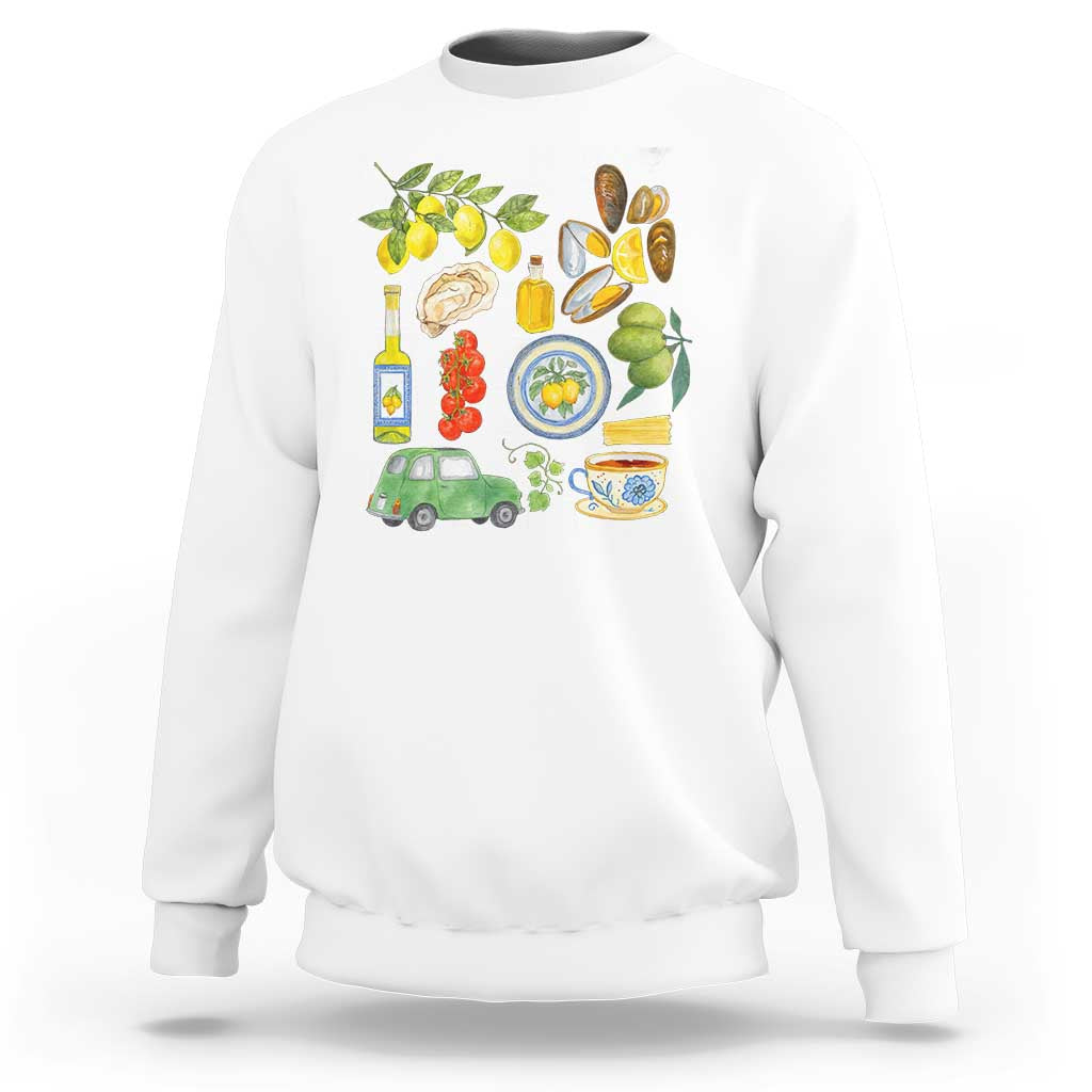 Italian Summer Scrapbook Sweatshirt Limoncello Seafood Coastal Italy La Dolce Vita TS02