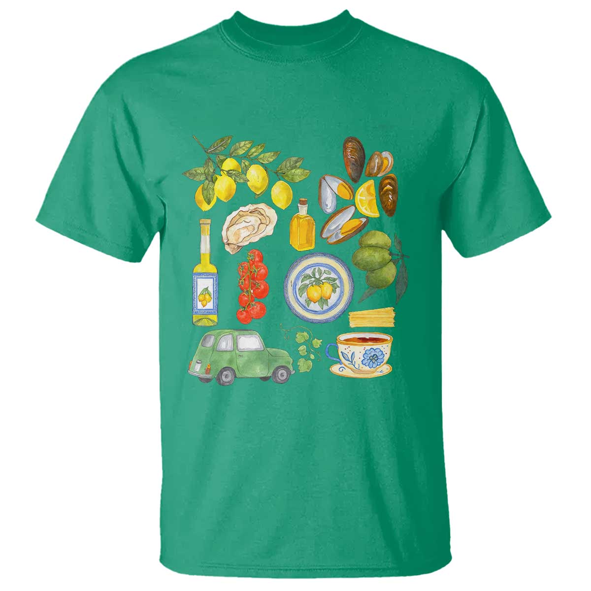 Italian Summer Scrapbook T Shirt Limoncello Seafood Coastal Italy La Dolce Vita TS02