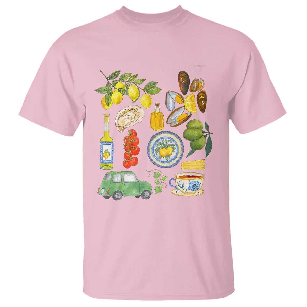 Italian Summer Scrapbook T Shirt Limoncello Seafood Coastal Italy La Dolce Vita TS02