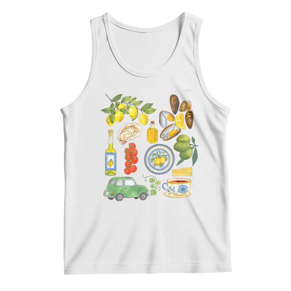Italian Summer Scrapbook Tank Top Limoncello Seafood Coastal Italy La Dolce Vita TS02