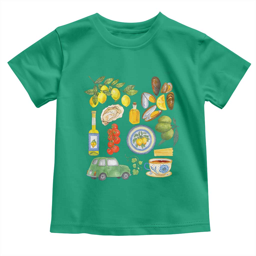 Italian Summer Scrapbook Toddler T Shirt Limoncello Seafood Coastal Italy La Dolce Vita TS02