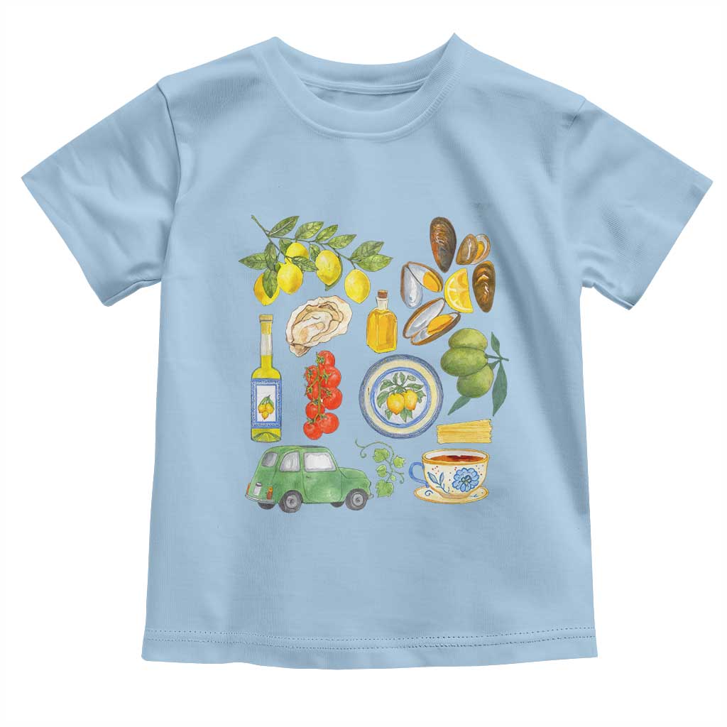 Italian Summer Scrapbook Toddler T Shirt Limoncello Seafood Coastal Italy La Dolce Vita TS02