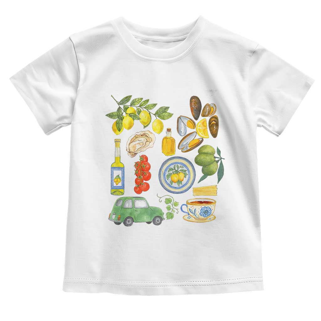 Italian Summer Scrapbook Toddler T Shirt Limoncello Seafood Coastal Italy La Dolce Vita TS02