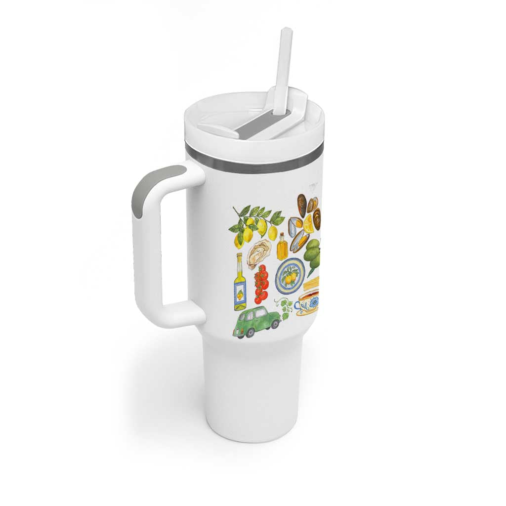 Italian Summer Scrapbook Tumbler With Handle Limoncello Seafood Coastal Italy La Dolce Vita TS02