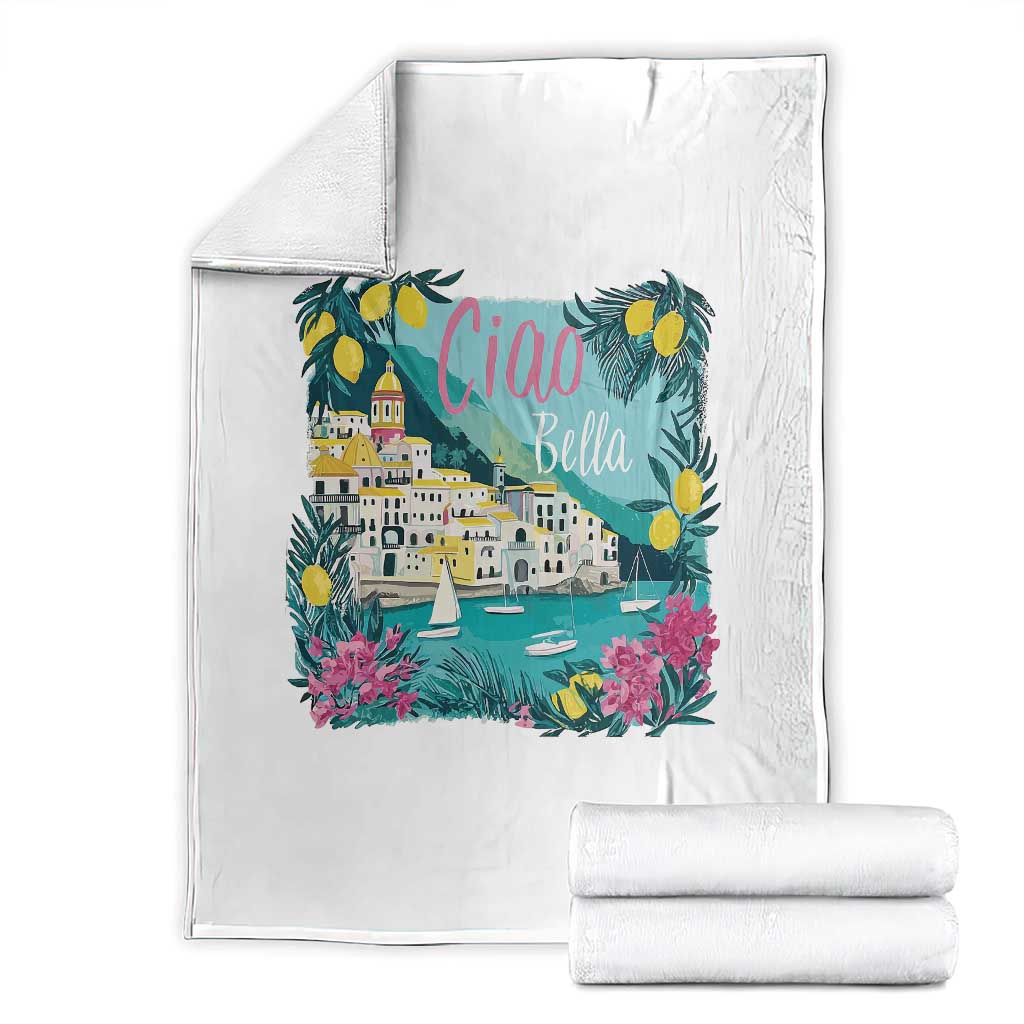 Ciao Bella Italy Amalfi Coast Throw Blanket Lemons and Florals Nostalgic Village - Wonder Print Shop