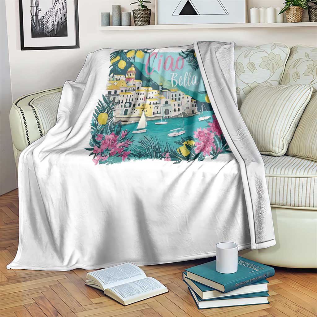 Ciao Bella Italy Amalfi Coast Throw Blanket Lemons and Florals Nostalgic Village - Wonder Print Shop