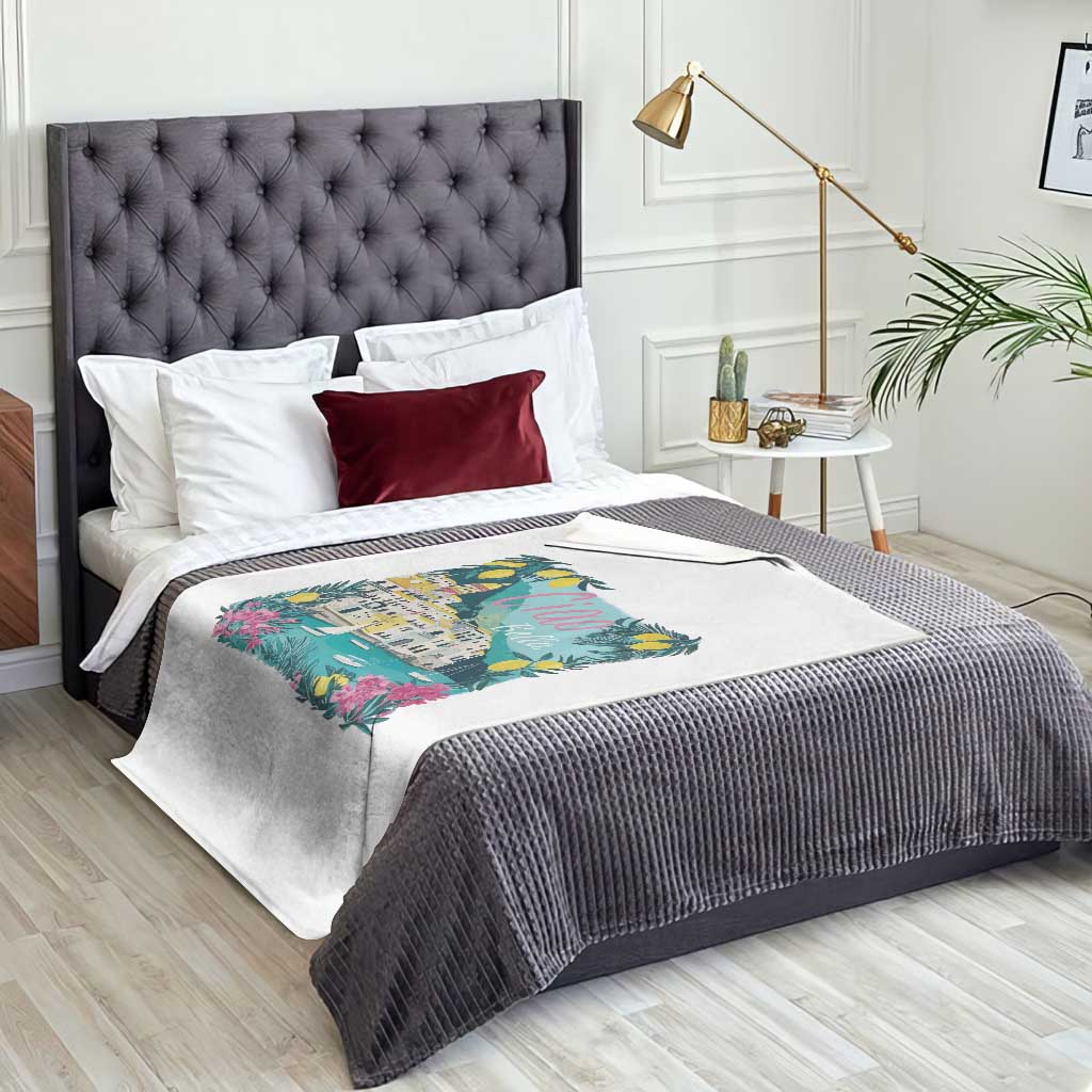 Ciao Bella Italy Amalfi Coast Throw Blanket Lemons and Florals Nostalgic Village - Wonder Print Shop