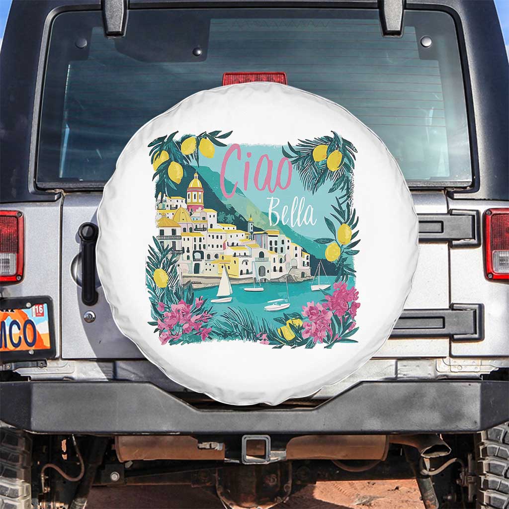Ciao Bella Italy Amalfi Coast Spare Tire Cover Lemons and Florals Nostalgic Village - Wonder Print Shop