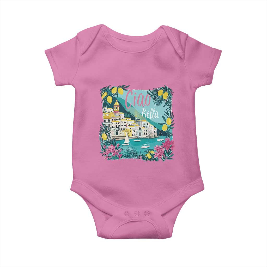 Ciao Bella Italy Amalfi Coast Baby Onesie Lemons and Florals Nostalgic Village - Wonder Print Shop