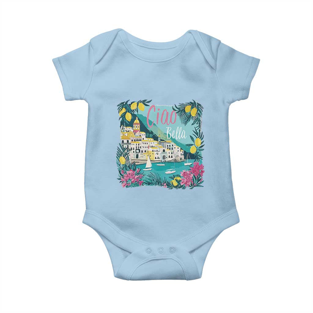 Ciao Bella Italy Amalfi Coast Baby Onesie Lemons and Florals Nostalgic Village - Wonder Print Shop