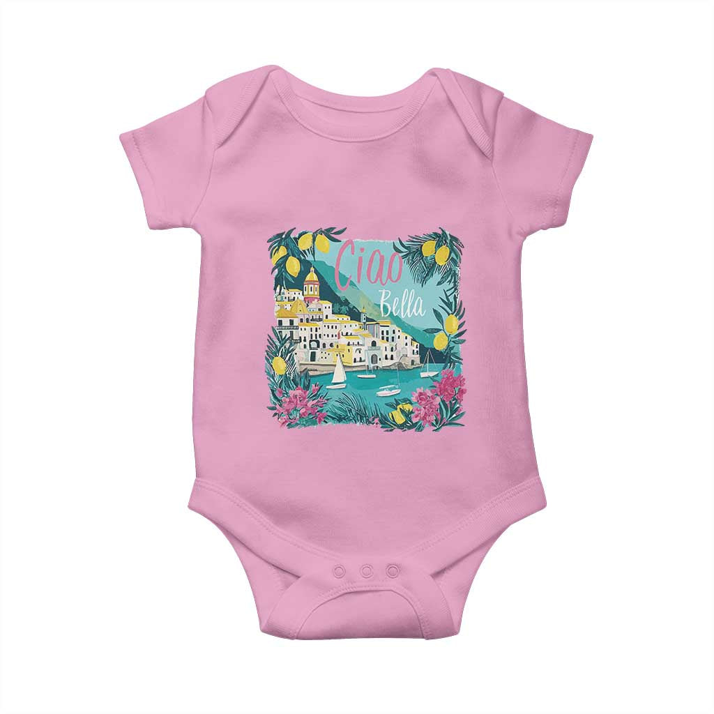 Ciao Bella Italy Amalfi Coast Baby Onesie Lemons and Florals Nostalgic Village - Wonder Print Shop