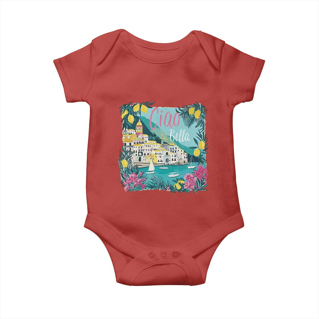 Ciao Bella Italy Amalfi Coast Baby Onesie Lemons and Florals Nostalgic Village - Wonder Print Shop