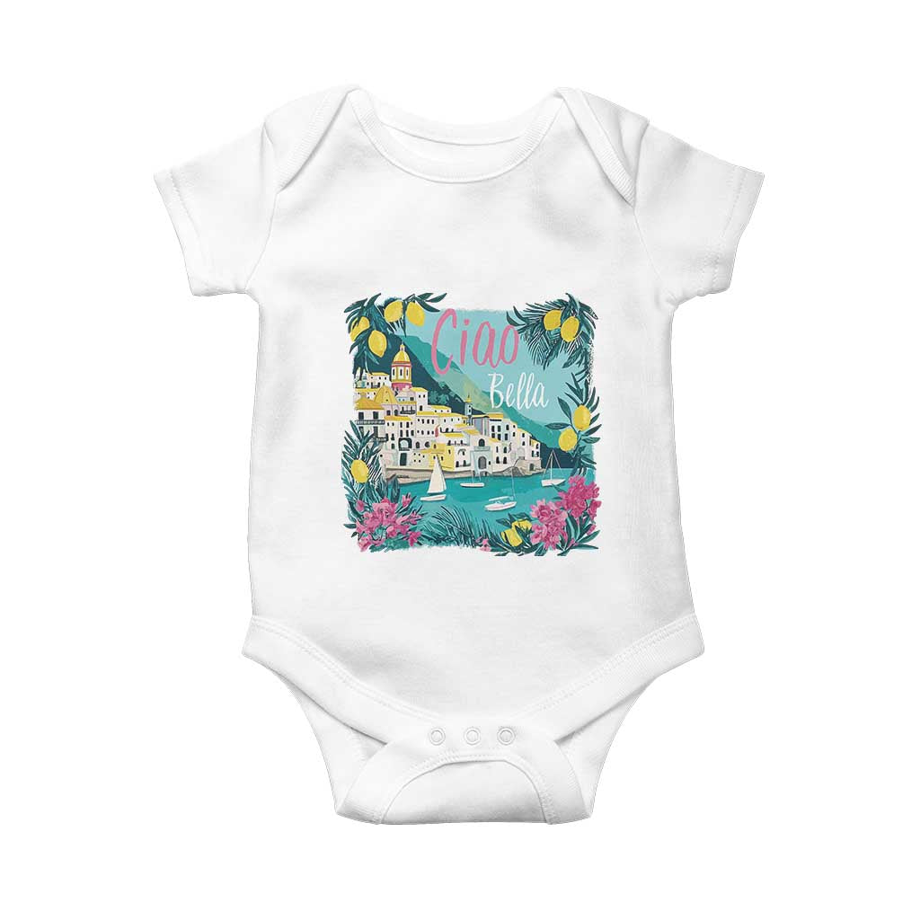 Ciao Bella Italy Amalfi Coast Baby Onesie Lemons and Florals Nostalgic Village - Wonder Print Shop